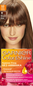 Garnier Краска-уход для волос "Color&Shine" без аммиака, оттенок 6.0, Темно-русый - 1