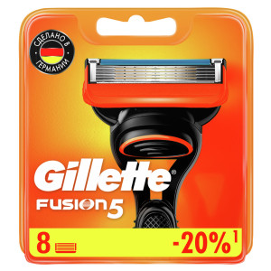 Сменные кассеты Gillette Fusion5 с 5 лезвиями c точным триммером для труднодоступных мест 8 шт - 1