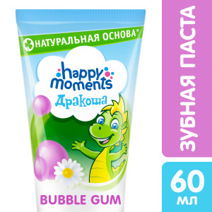 Happy Moments Дракоша детская гелевая зубная паста со вкусом Bubble-gum 60 мл - 1