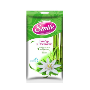 Салфетки влажные Smile Бамбук и Эдельвейс 15шт