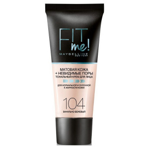 Тональный крем Maybelline New York Fit Me матирующий, скрывающий поры Оттенок 104 Ванильно-Бежевый 30 мл - 1