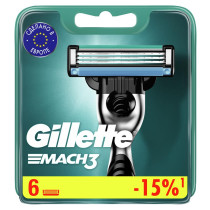 Сменные кассеты Gillette Mach3 с 3 лезвиями прочнее чем сталь для точного бритья 6 шт