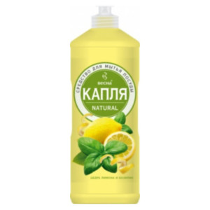 Гель для мытья посуды Капля Natural Лимон и базилик 500г