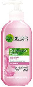 Гель для умывания Garnier Skin Naturals  Очищающий Основной уход с розовой водой, для сухой и чувствительной кожи гель-крем 200 мл - 1