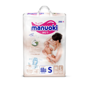 Подгузники Manuoki бриллиантовая серия S 3-6кг 68шт