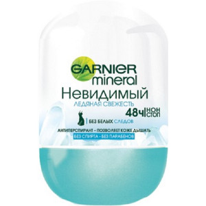 Дезодорант-антиперспирант шариковый Garnier Mineral Ледяная свежесть с минералом Перлит, без спирта, невидимый, женский 50 мл - 1