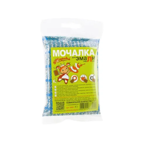 Золушка мочалка для эмали и тефлона в фольгир. оплетке, 1 шт – 1