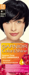 Garnier Краска-уход для волос "Color&Shine" без аммиака, оттенок 2.10, Черничный черный - 1