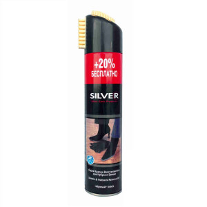 Спрей Silver Premium восстанавливающий для нубука, замши 3в1 черный, каучуковая щетка 100мл
