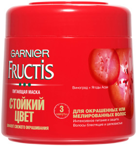 Маска для волос Garnier Fructis Стойкий Цвет эффект свежего окрашивания, для окрашенных и мелированных волос c Маслом Льна и Ягодами Асаи 300 мл - 1
