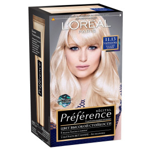 L'Oreal Paris Стойкая краска для волос "Preference", оттенок 11.13, Бежевый Ультраблонд - 1