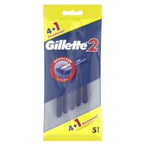 Бритвенный станок Gillette Gillette2 одноразовый с 2 лезвиями 5, фиксированная головка 5 шт