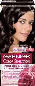 Garnier Стойкая крем-краска для волос "Color Sensation, Роскошь цвета", оттенок 2.0, Черный бриллиант - 1