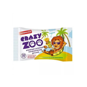 Салфетки влажные Crazy Zoo Тропический коктейль детские 20шт