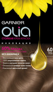 Garnier Стойкая крем-краска для волос "Olia" без аммиака, оттенок 6.0, Темно-русый - 1