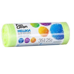 Мешки для мусора Fun Clean 35л Особопрочные салатовые 14 мкм ролик 25шт