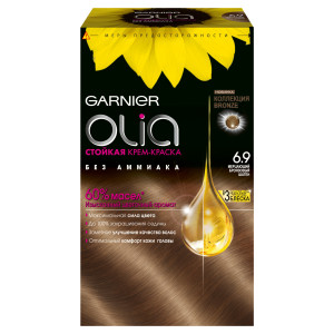 Garnier Стойкая крем-краска для волос "Olia" без аммиака, оттенок 6.9, Мерцающий бронзовый шатен - 1