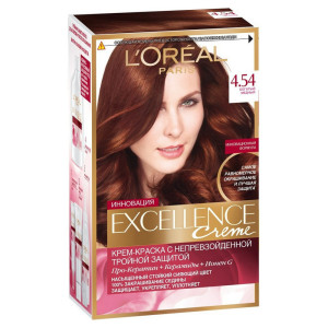 L'Oreal Paris Стойкая крем-краска для волос "Excellence", оттенок 4.54, Богатый Медный - 1