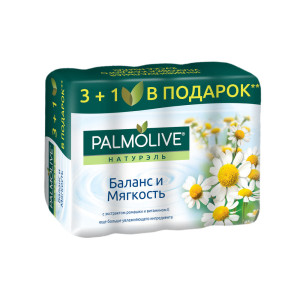 Мыло туалетное Palmolive Натурэль Баланс и мягкость с экстрактом ромашки и витамином Е 4х90 гр