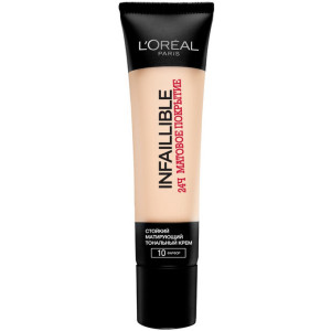 Тональный крем L`Oreal Paris Infaillible Стойкий матирующий 24 часа матовое покрытие тон №10 Фарфор 35 мл - 1