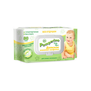 Салфетки влажные Pamperino для детей с пластиковым клапаном 80шт
