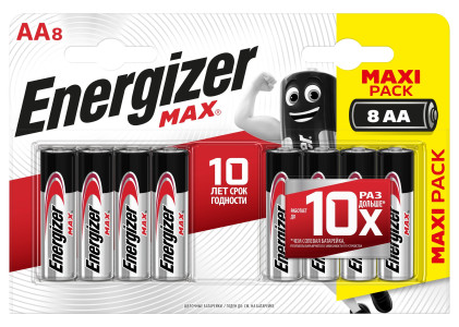 Батарейка Energizer Max щелочная тип АА напряжение: 1.5V 8 шт