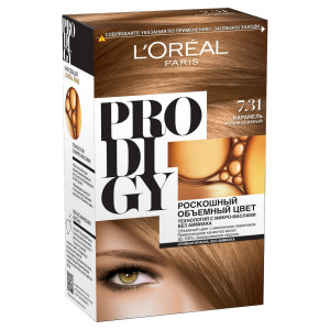 L'Oreal Paris Краска для волос "Prodigy" без аммиака, оттенок 7.31, Карамель - 1