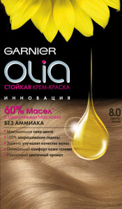 Garnier Стойкая крем-краска для волос "Olia" без аммиака, оттенок 8.0, Светло-русый - 1