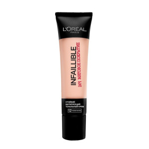 Тональный крем L`Oreal Paris Infaillible Стойкий матирующий 24 часа матовое покрытие тон №12 Розовая ваниль 35 мл - 1