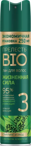 Лак для волос Прелесть Bio Жизненная сила с экстрактом зеленого чая сильной фиксации 250 мл – 1