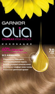 Garnier Стойкая крем-краска для волос "Olia" без аммиака, оттенок 7.0, Русый - 1