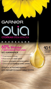 Garnier Стойкая крем-краска для волос "Olia" без аммиака, оттенок 10.1, Пепельный блондин - 1
