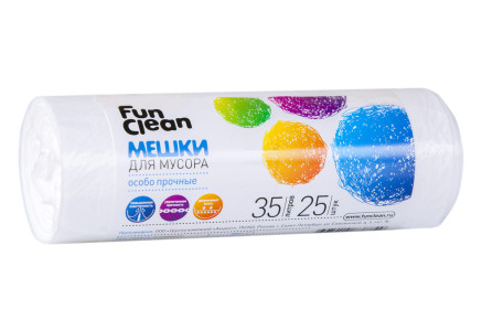 Мешки для мусора Fun Clean 35л Особо прочный желтый 14мкм 25шт