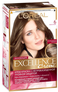 L'Oreal Paris Стойкая крем-краска для волос "Excellence", оттенок 6, Темно-русый - 1