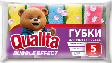 Губки для посуды Qualita Bubble Effect поролоновые 5 шт 