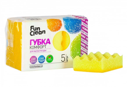 Губка Fun Clean для посуды Комфорт (блистер 5шт)