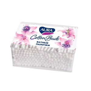 Ватные палочки Aura Beauty квадрат 300шт