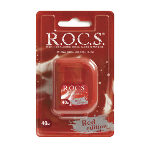 Зубная нить Rocs Black Edition крученая расширяющаяся 40м