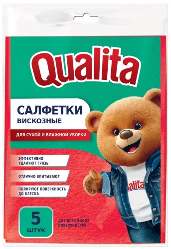 Салфетки для уборки Qualita универсальные вискоза 5 шт – 1