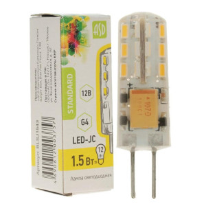 Лампа светодиодная led-jc-std 1.5вт 12в g4 3000к 135лм asd