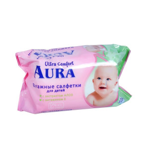 Салфетки влажные Aura Солнце и Луна Ultra comfort 63штх2 детские