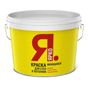 Краска Ярко моющаяся для стен и потолков белая 3 кг