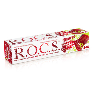 Зубная паста Rocs Teens  вкус активного дня кола  и лимон 74гр