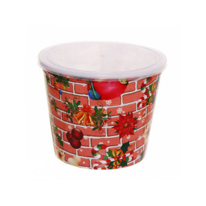 Банка пластиковая с крышкой Новый год 15*12см