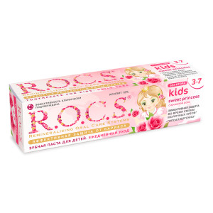 Зубная паста Rocs Kids Sweet Princess с ароматом розы 45гр