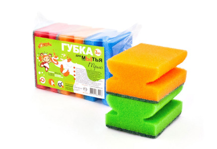 Губка для посуды Золушка Трио (85*65*45) 3шт