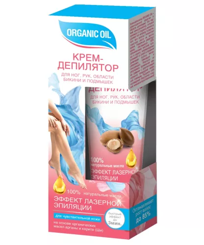 Крем-депилятор Organic Oil для ног, рук, области бикини и подмышек для чувствительной кожи 100 мл – 1