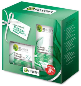 Garnier Подарочный набор  Крем для лица "Антивозрастной уход, Сияние молодости 25+", дневной, 50 мл + Garnier Крем для кожи вокруг глаз "Антивозрастной уход, Сияние молодости 25+" ,15 мл