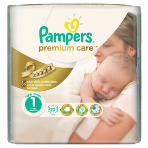 PAMPERS Подгузники Premium Care Newborn 2-5кг/22шт