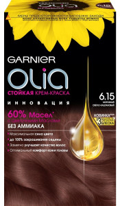 Garnier Стойкая крем-краска для волос "Olia" без аммиака, оттенок 6.15, Морозный светло-каштановый - 1